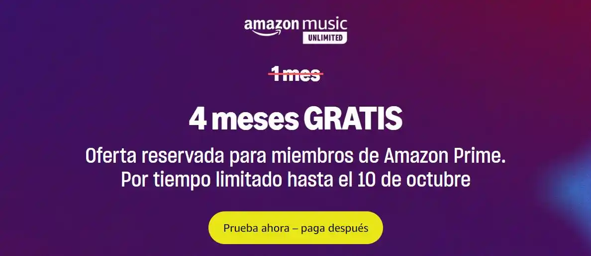 Image from Chollos100x100 🔥: 🔥 CHOLLAZO TOP: GRATIS 4 MESES AMAZON MUSIC UNLIMITED ✨ Vuelve una d...