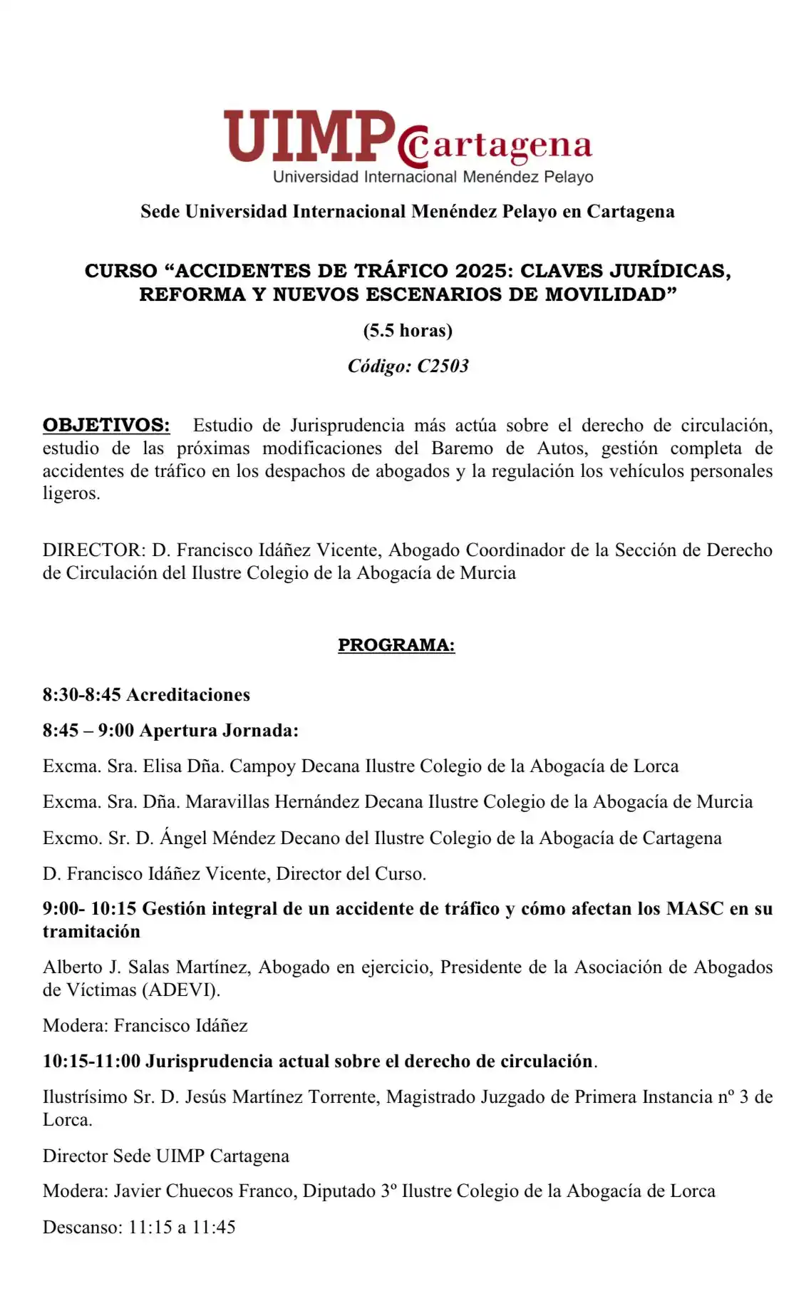 Image from ICAMUR INFORMA: CURSO: ACCIDENTES DE TRÁFICO 2025: CLAVES JURÍDICAS, REFORMA Y NUEVOS ...