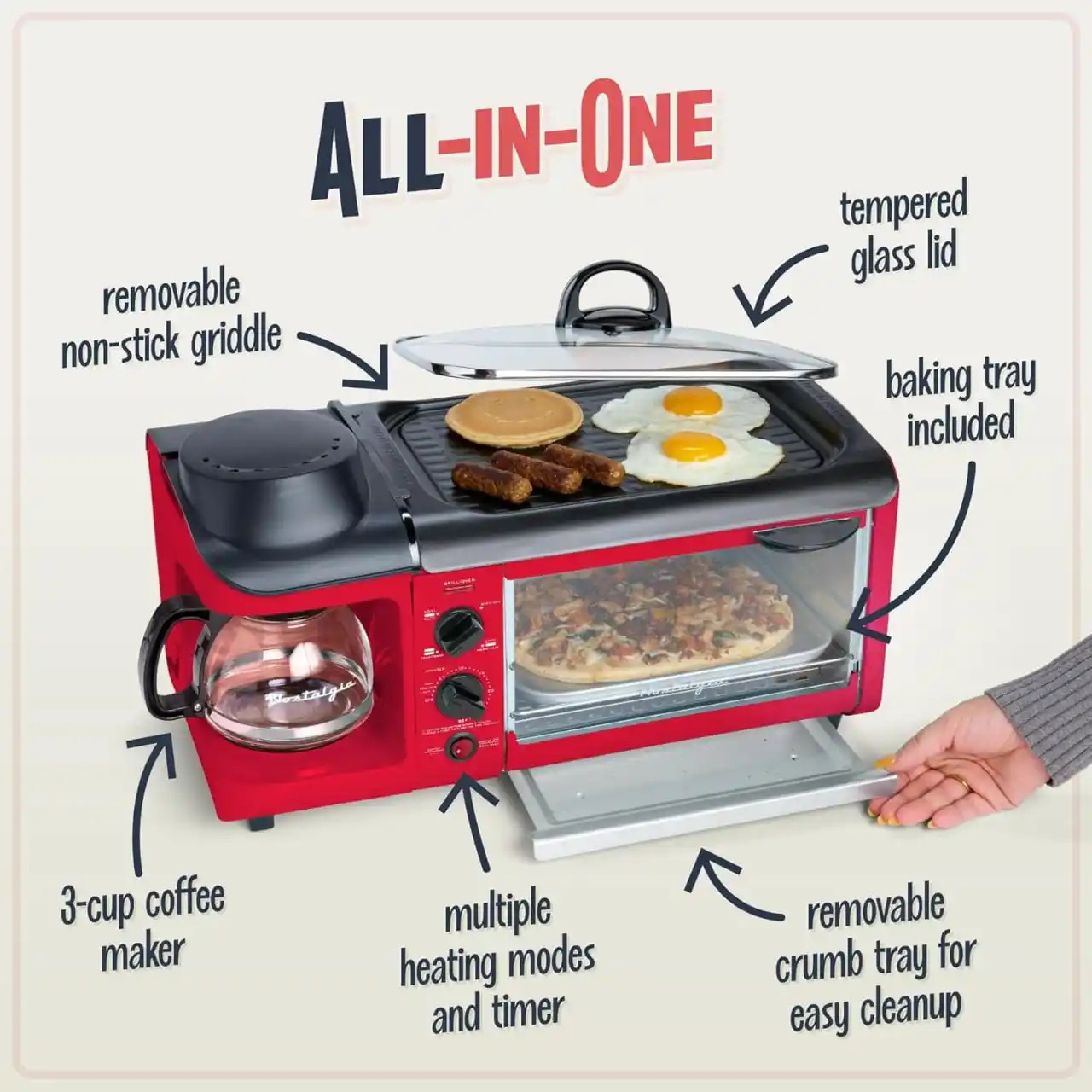 Image from Ofertones México : ¡DESAYUNO A LO GRANDE CON NOSTALGIA! 🍳🥓✨ Amazon: NOSTALGIA BST3RR Re...