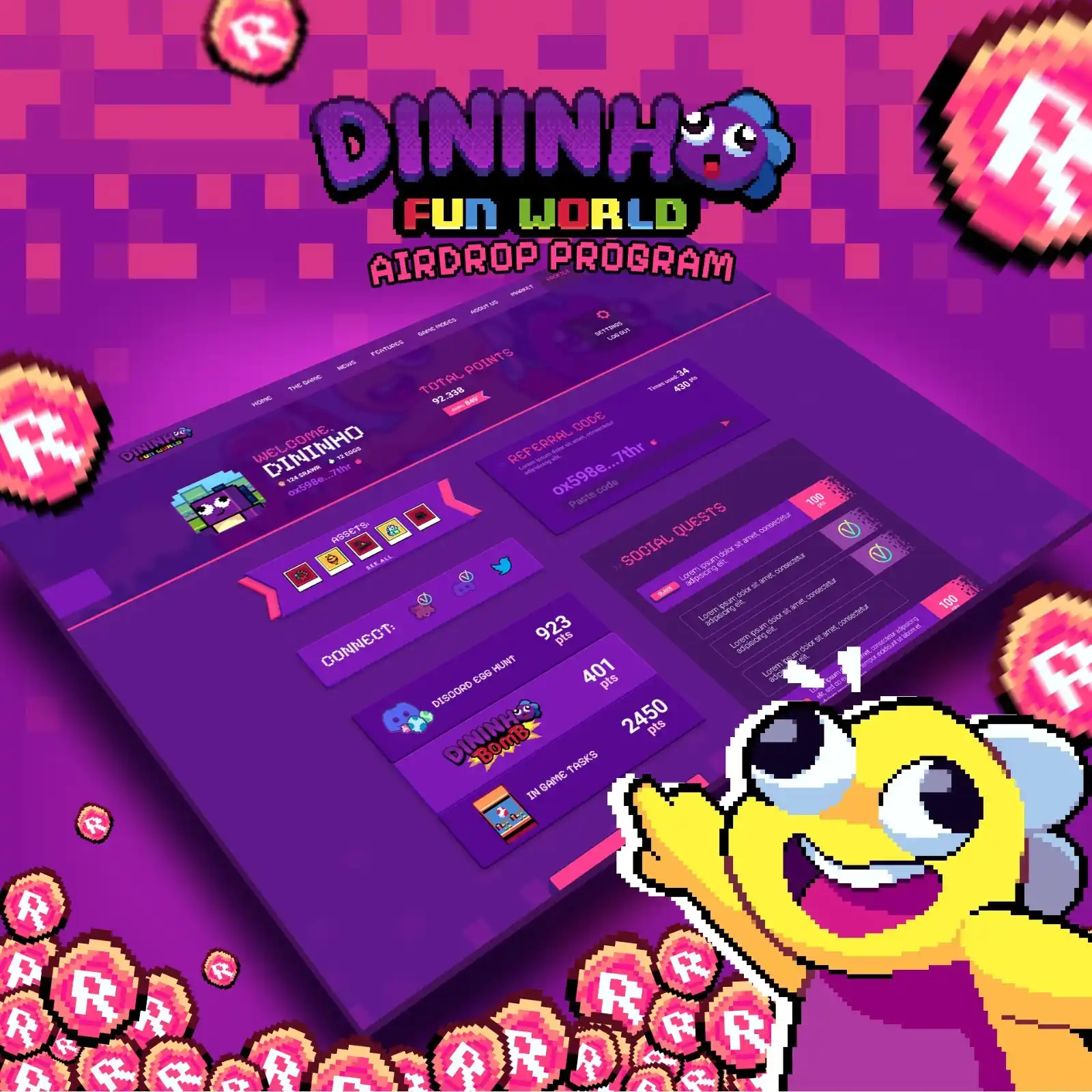 Image from Sura Gaming - Web3, Blockchain, Cripto: 📰 *Dininho:* _Campanha Play to Airdrop começou!_ 🎉 💣 *Jogue Dinin...