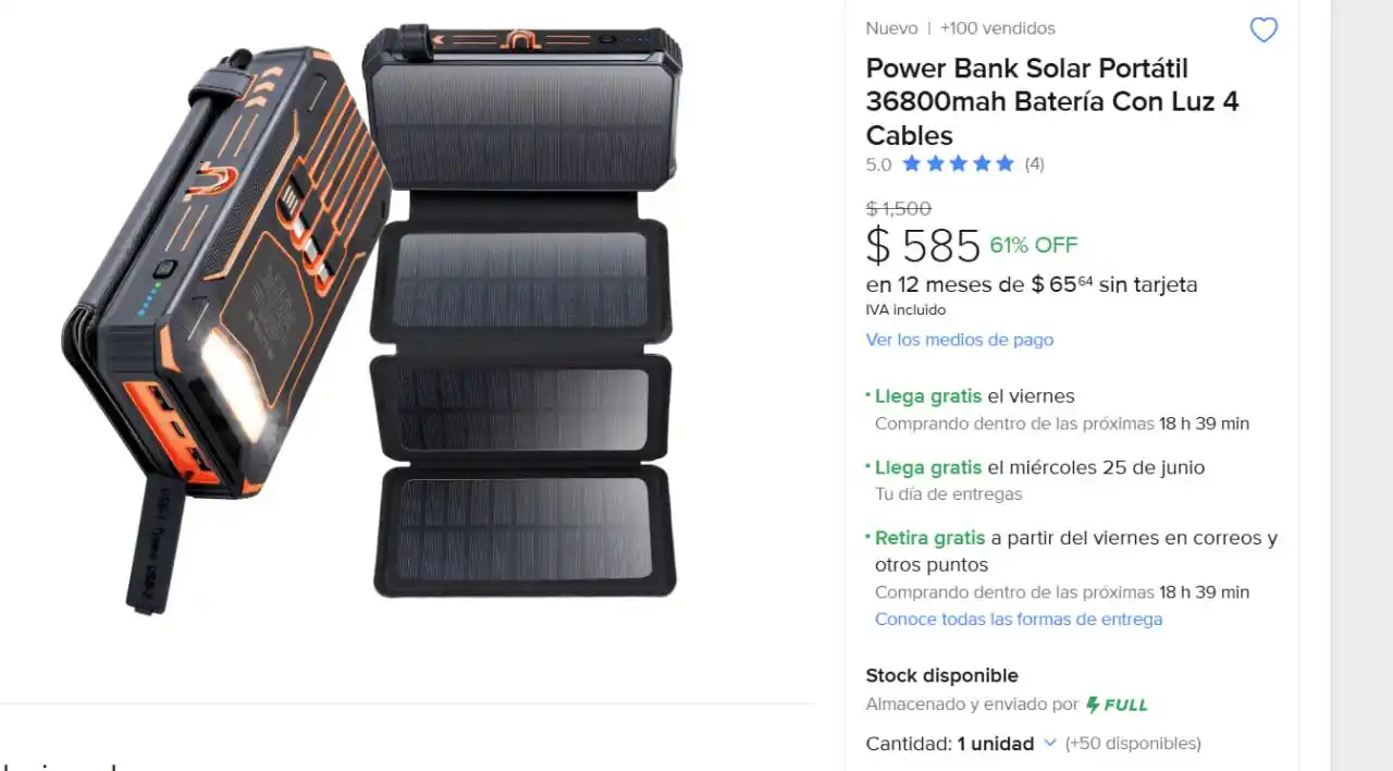 Image from Ofertones México : ¡ENERGÍA ILIMITADA EN TUS MANOS! 💡🔋 MercadoLibre: Power Bank Solar P...