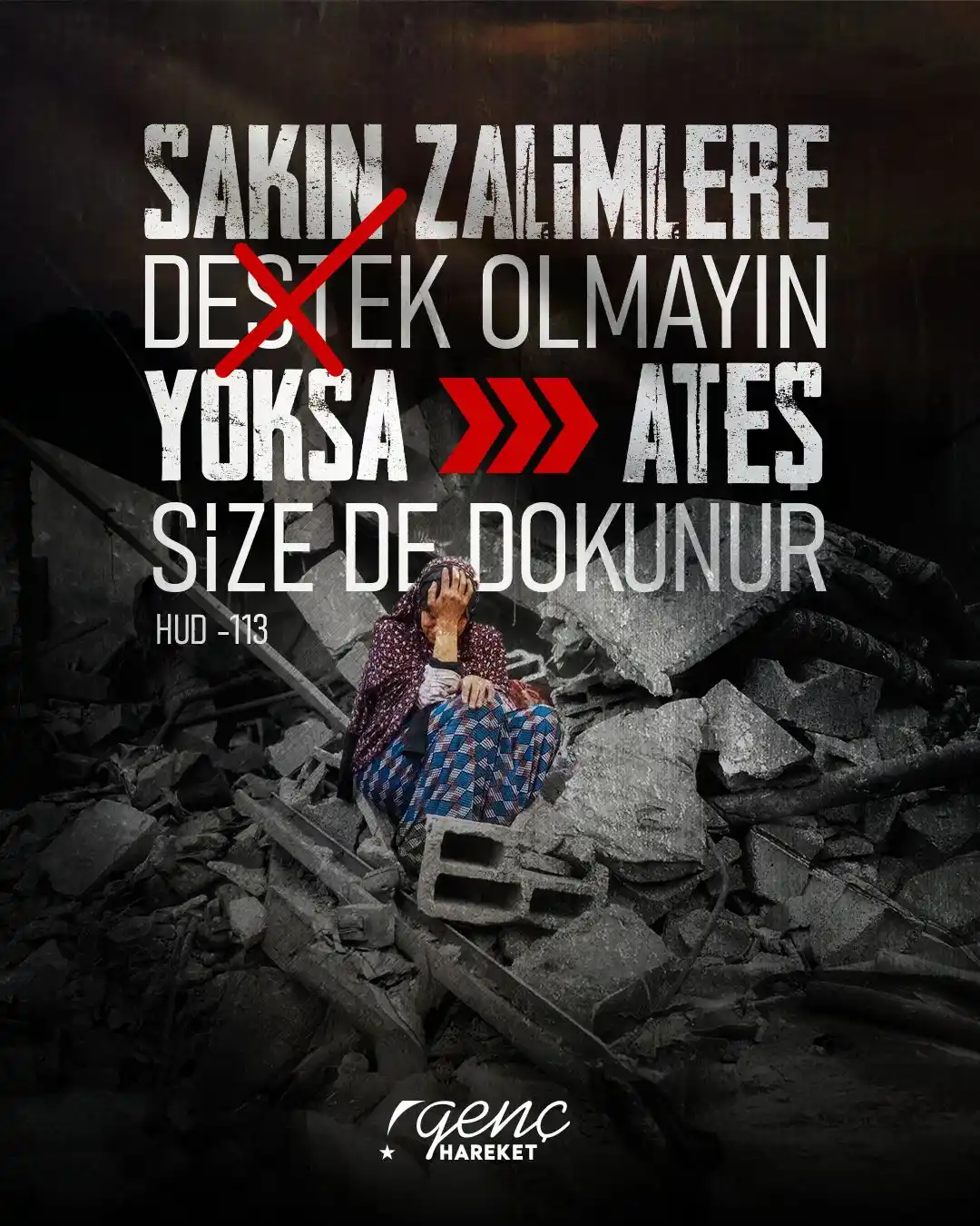 Image from Genç Hareket: Gazze'de akan kanın, yıkılan evlerin, yetim kalan çocukların ortağı ol...