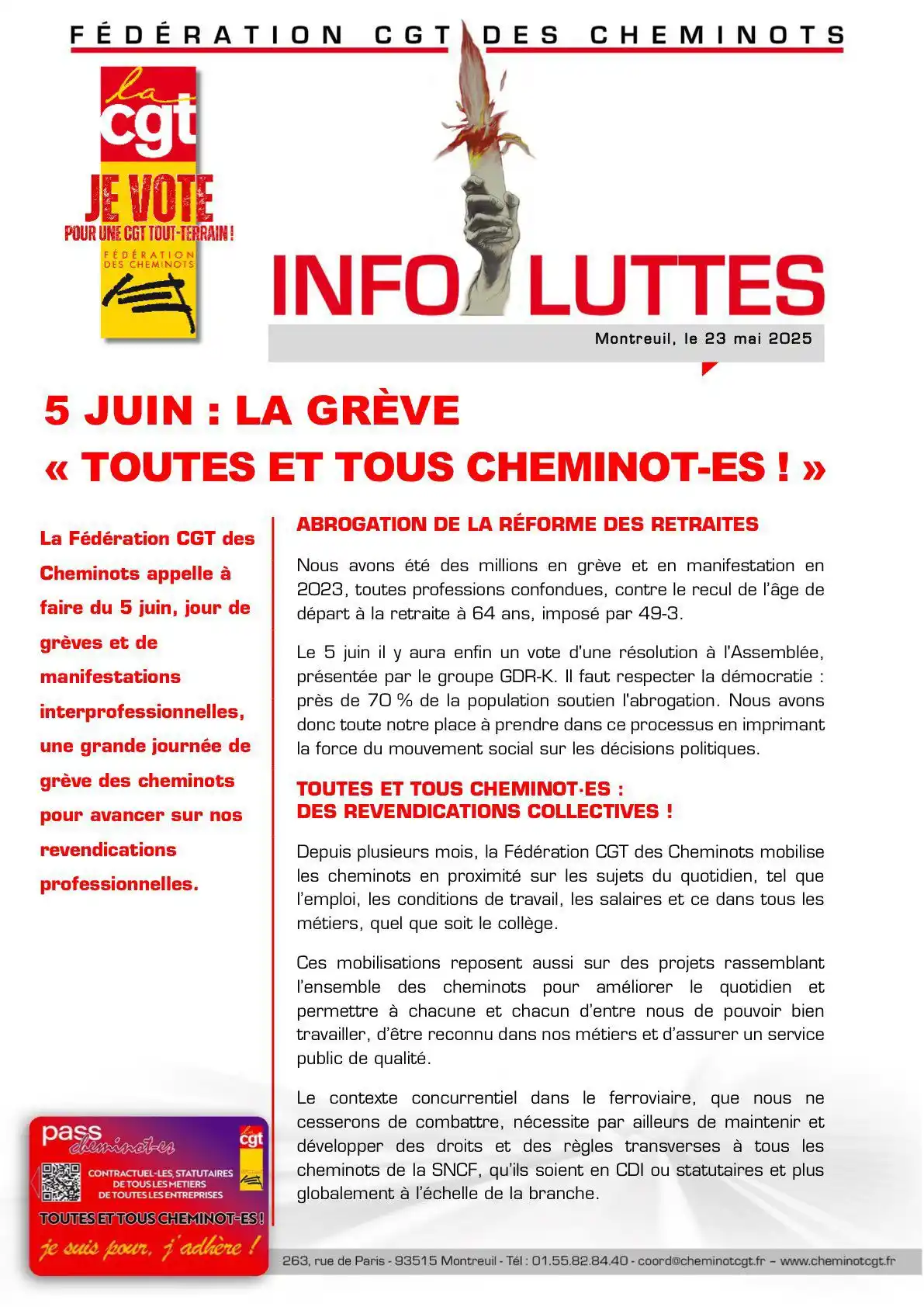 CGT DES CHEMINOTS post