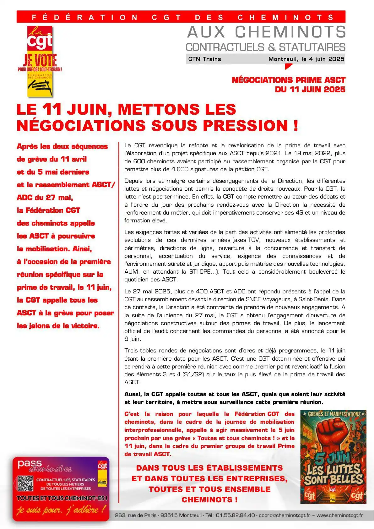 CGT DES CHEMINOTS post