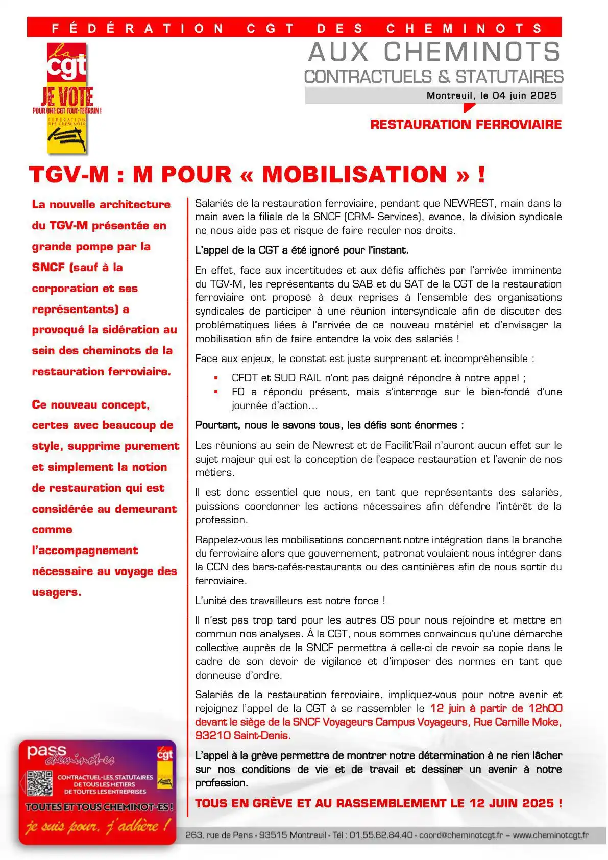 CGT DES CHEMINOTS post