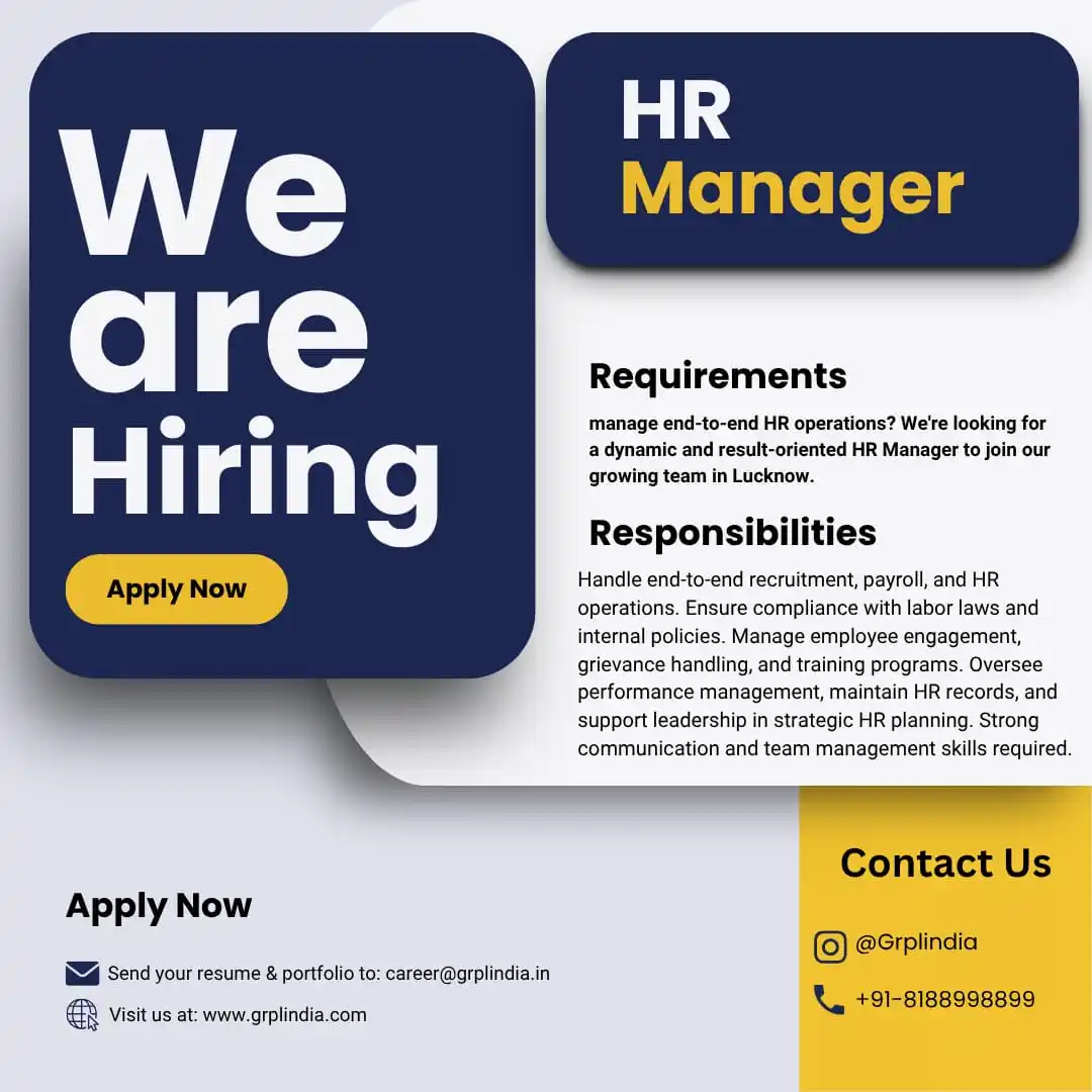 Image from Jobs Today: 🚨 Immediate Hiring – HR Manager (Male Candidates Only) 🚨 📍 Location...
