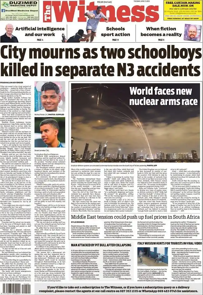 Image from The Witness: In The Witness today 🗞️☕️ City mourns as two schoolboys killed in sep...