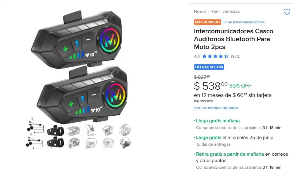 Image from Ofertones México : INTERCOMUNICADORES BLUETOOTH PARA MOTO - ¡DISFRUTA DEL VIAJE EN PAREJA...