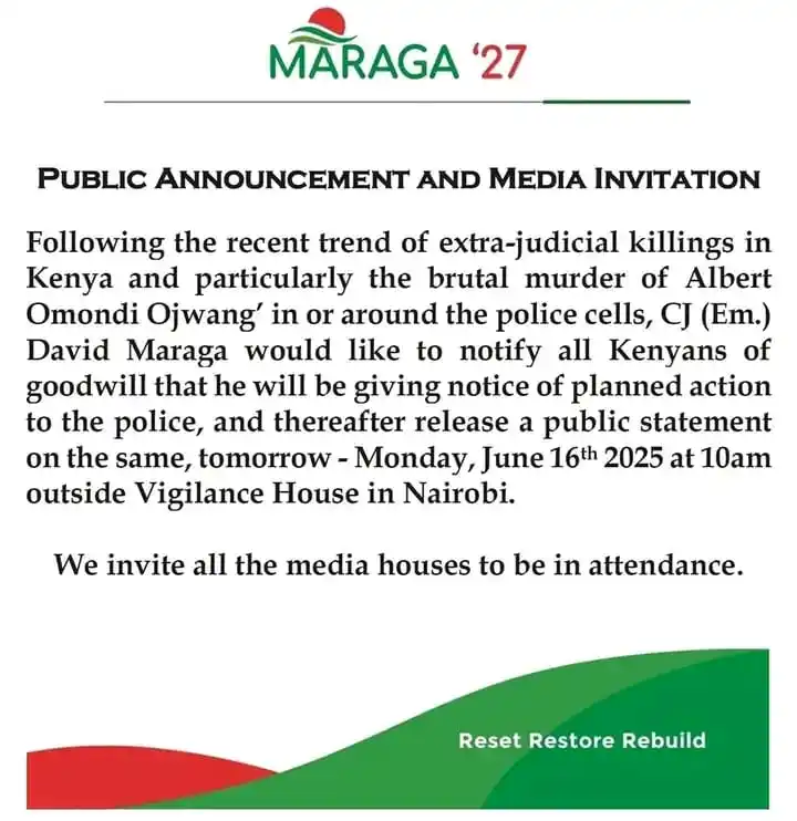 Image from BashBuzz: JAJI MKUU wa zamani David Maraga atangaza kwamba ataenda makao makuu y...