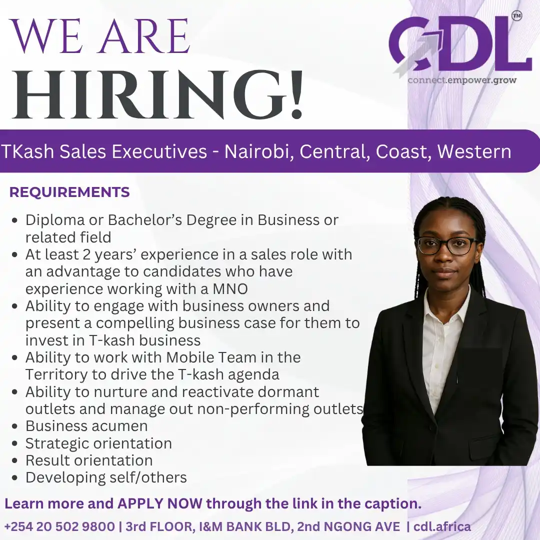 Image from Career Directions Limited: Job Opportunity: T-Kash Sales Executives – Multiple Regions Are you pa...