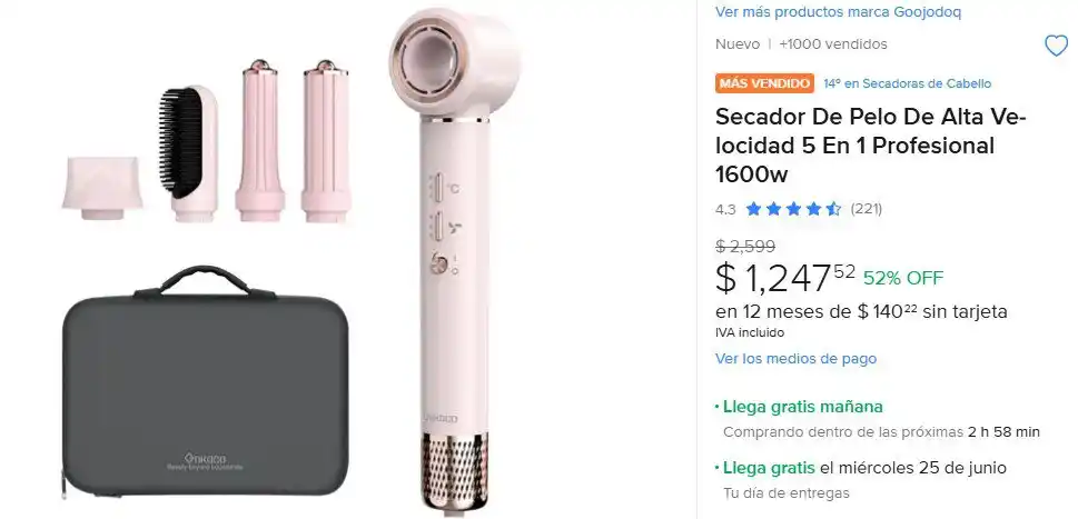 Image from Ofertones México : KIT COMPLETO PARA ESTILIZAR CABELLO🔥 Secador De Pelo De Alta Velocida...