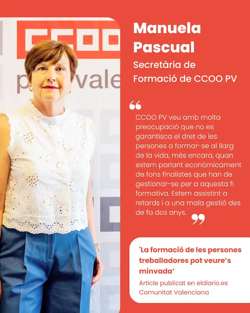 Image from CCOO PV: 🗞 La formació de les persones treballadores pot veure’s minvada La ...