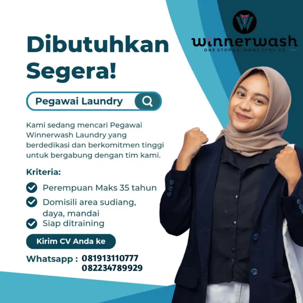 Image from Loker Makassar Terkini: Laundry beralamat di SUDIANG Membutuhkan 3 karyawati untuk posisi KASI...
