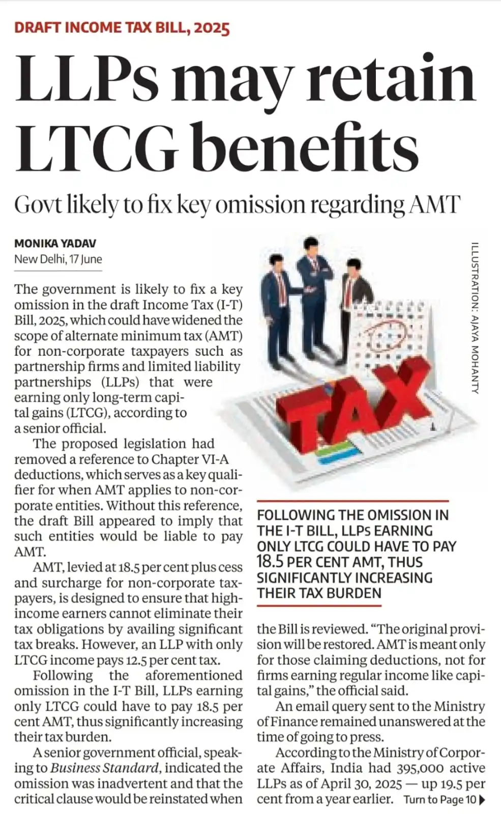 Image from Prateek Garg & Company: LLPs May Continue to Enjoy LTCG Tax Benefit Under I-T Bill 2025 Govt ...