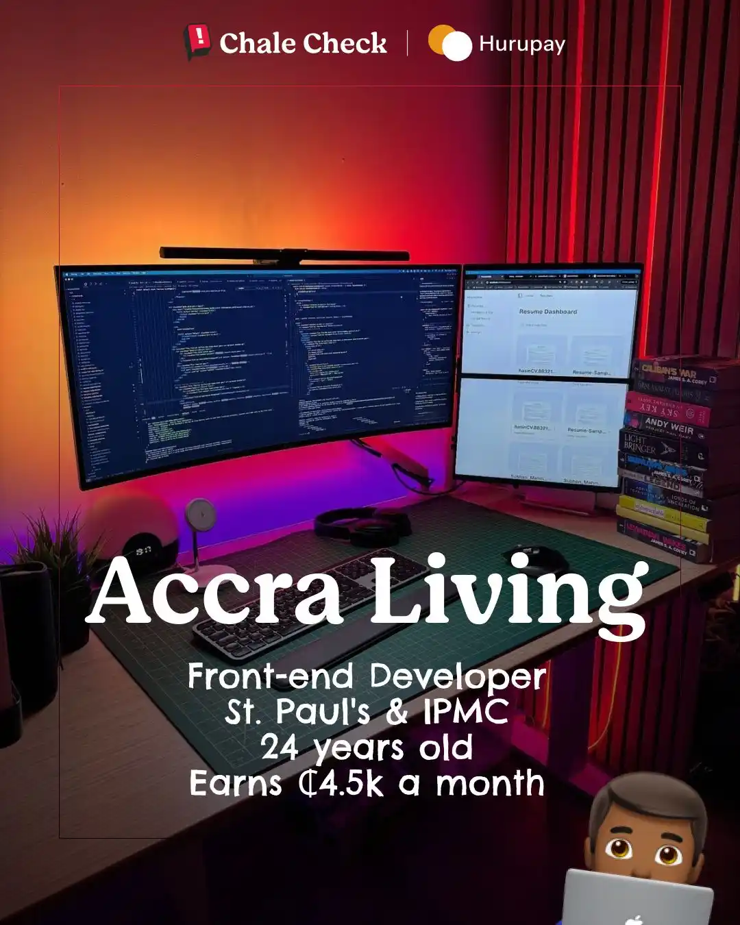 Image from CediRates: *Meet a front-end developer making ₵4.5k while living with his parents...