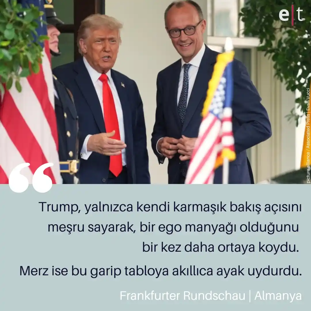 Image from eurotopics Medya Takibi: *Merz ve Trump Beyaz Saray’da: Mesafeli dostluk* Trump döneminde Beya...