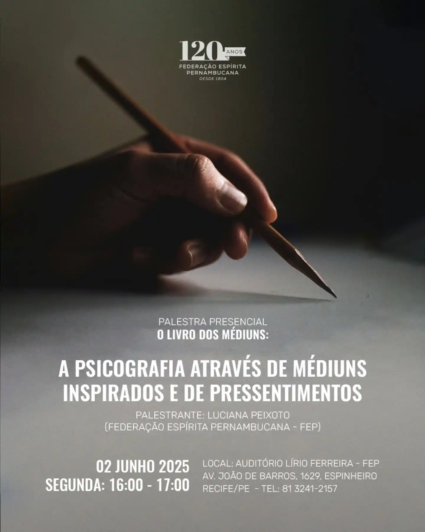 Image from Federação Espírita Pernambucana: 🗓️Nesta segunda-feira, dia 02 de junho, das 16h às 17h, a FEP promove...