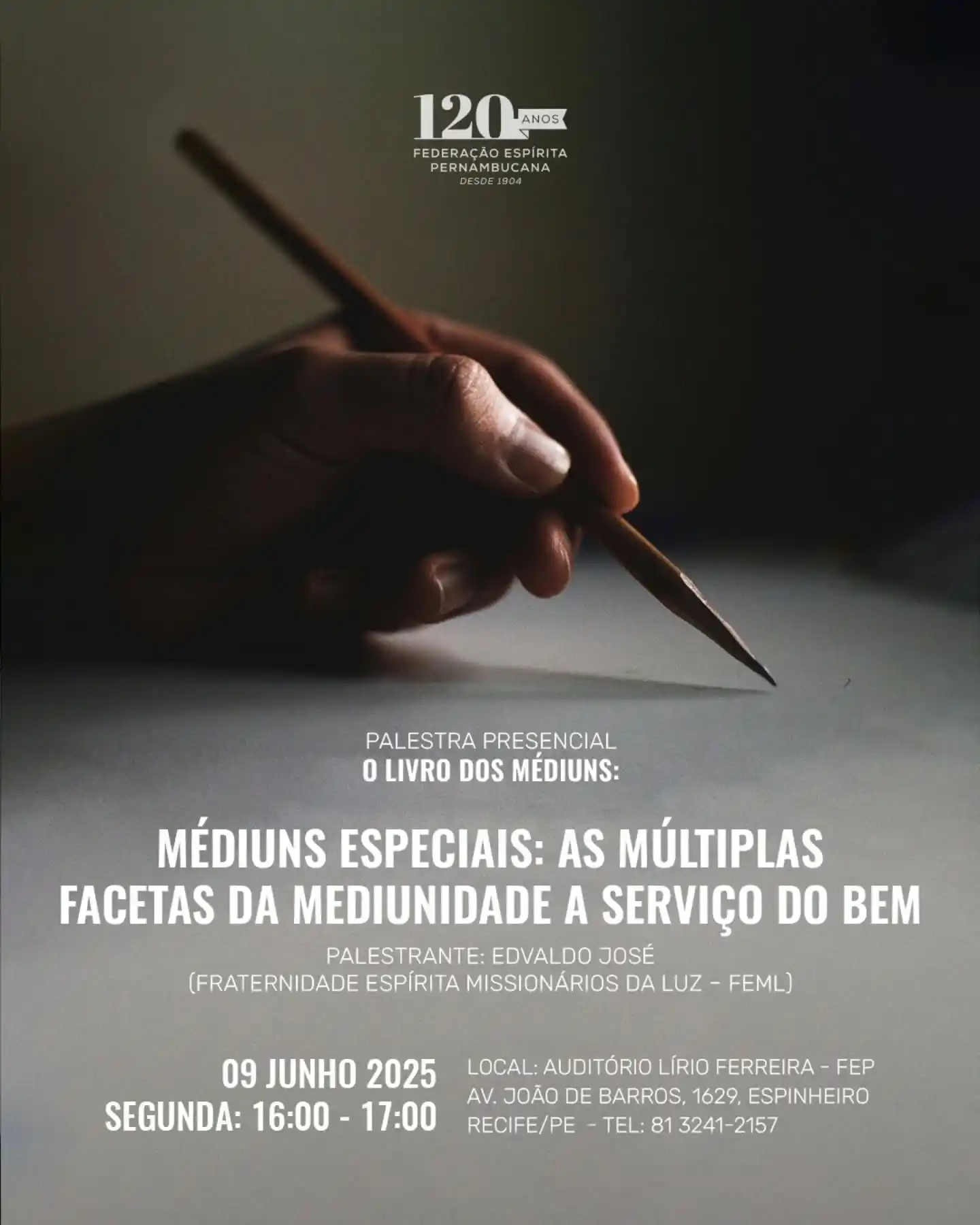 Image from Federação Espírita Pernambucana: ✍️🗓️Nesta segunda-feira, dia 09 de junho, das 16h às 17h, a FEP promo...