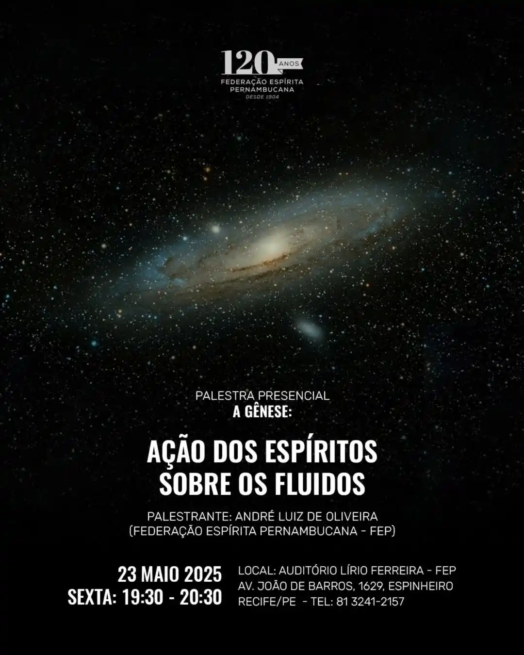 Image from Federação Espírita Pernambucana: 📝Nesta sexta-feira, dia 23 de maio, das 19h30 às 20h30, a FEP promove...