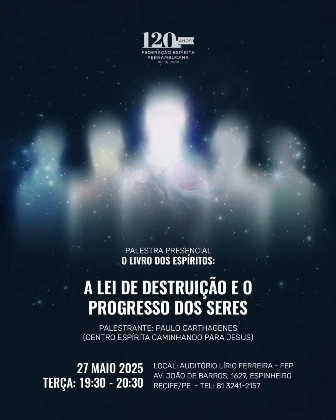 Image from Federação Espírita Pernambucana: Nesta terça-feira, dia 27 de maio, das 19h30 às 20h30, a FEP promove p...