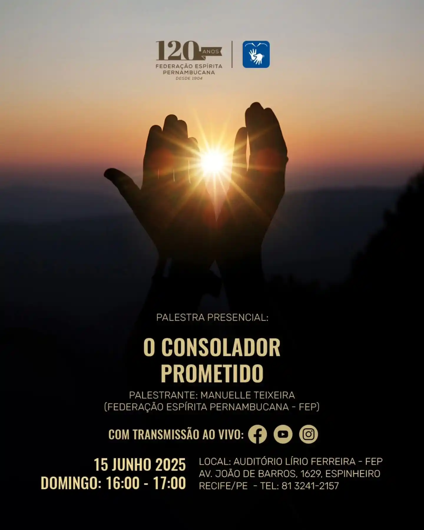 Image from Federação Espírita Pernambucana: Neste domingo, dia 15 de junho, das 16h às 17h, a FEP promove reunião ...