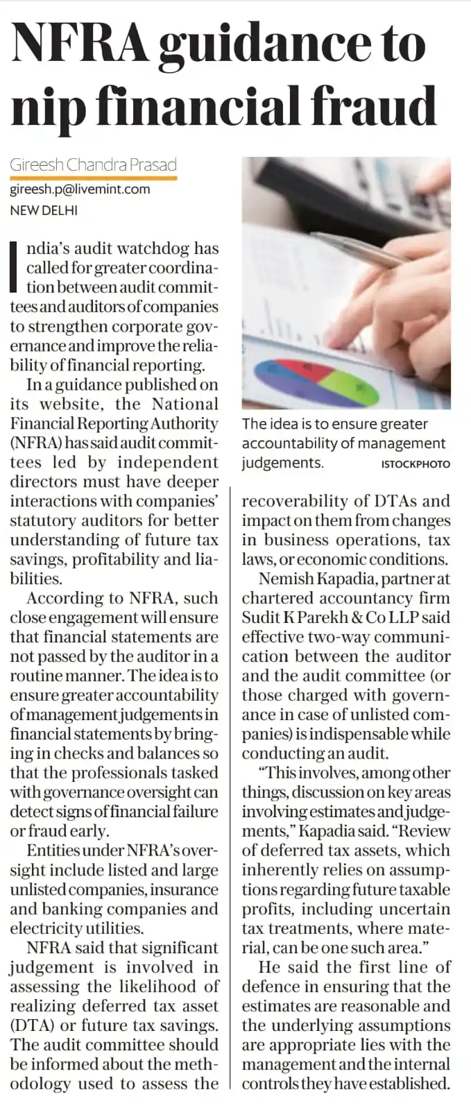Image from Prateek Garg & Company: NFRA Guidance Aims to Curb Financial Fraud Through Stronger Audit Over...