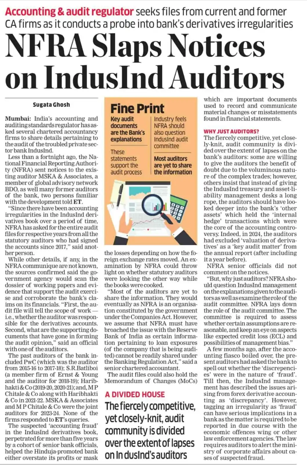 Image from Prateek Garg & Company: NFRA Slaps Notices on IndusInd Auditors Over Derivatives Irregularitie...