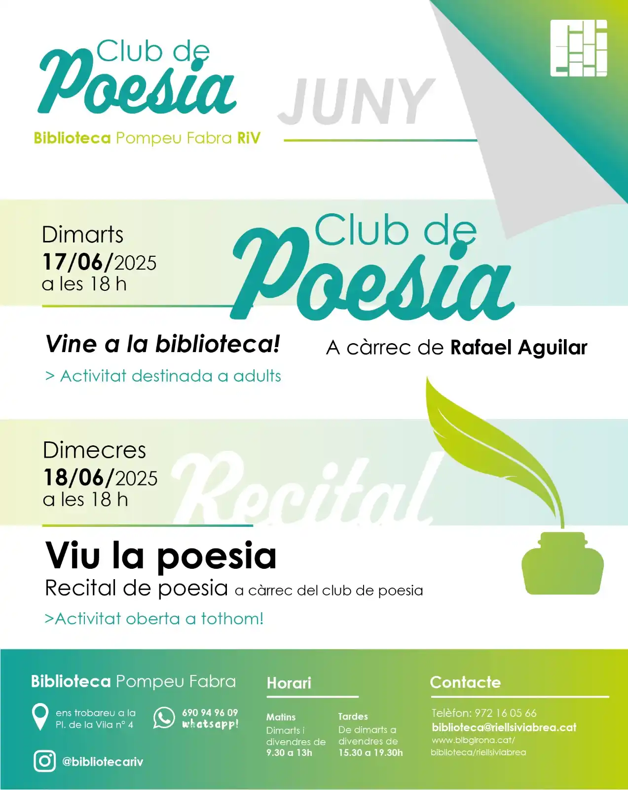 Image from Riells i Viabrea: 📣No us perdeu el *Recital de Poesia de Riells i Viabrea!* ✅A càrrec ...