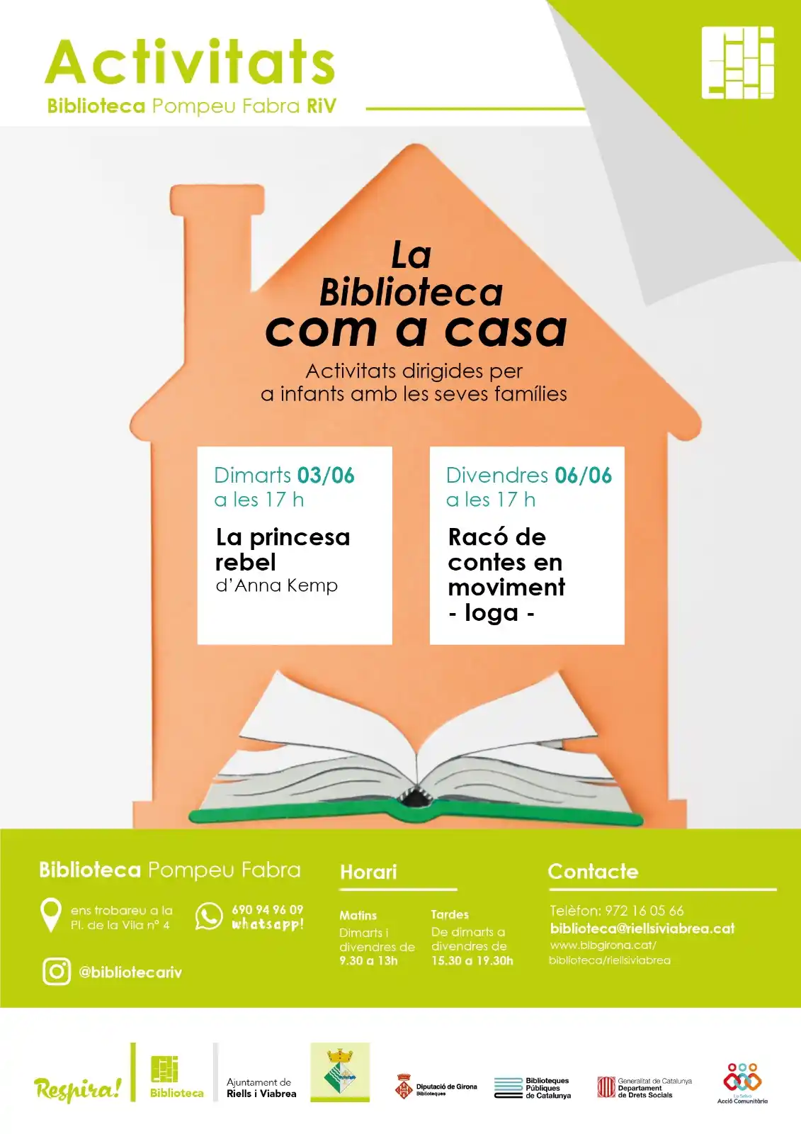 Image from Riells i Viabrea: 📣*No us perdeu l’activitat la Biblioteca com a casa d’aquesta tarda!*...