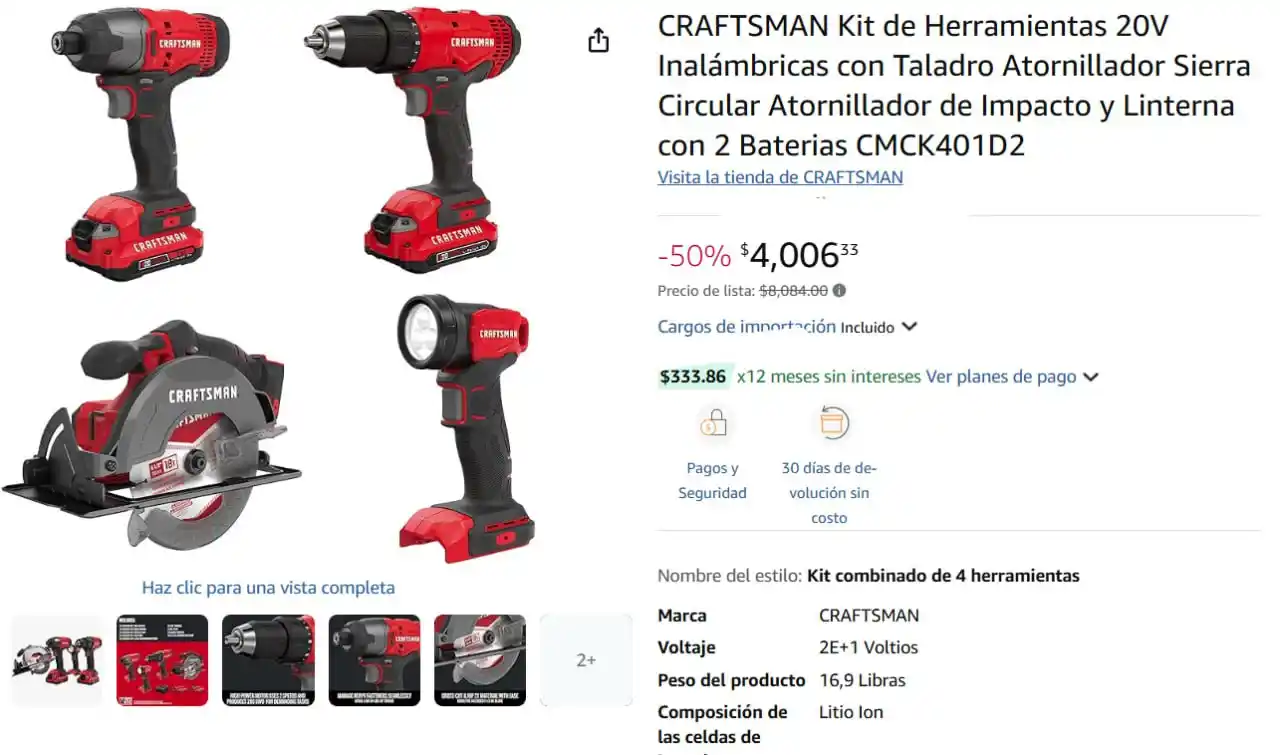Image from Ofertones México : ¡OFERTA IMPRESIONANTE! 🚀 KIT CRAFTSMAN 20V CON TODO LO QUE NECESITAS ...