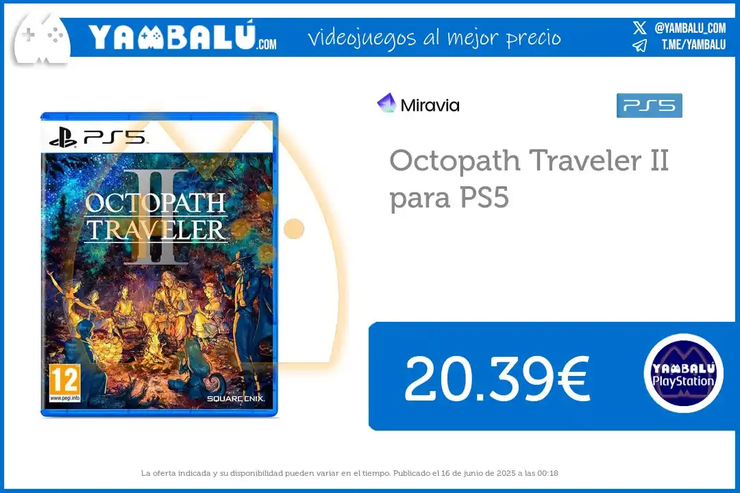 Image from Yambalú PlayStation - Ofertas de videojuegos para Playstation 5, PlayStation 4: Oferta para PS5: *Octopath Traveler II* ✅ *20.39€* ✂️ ```Aplica el C...
