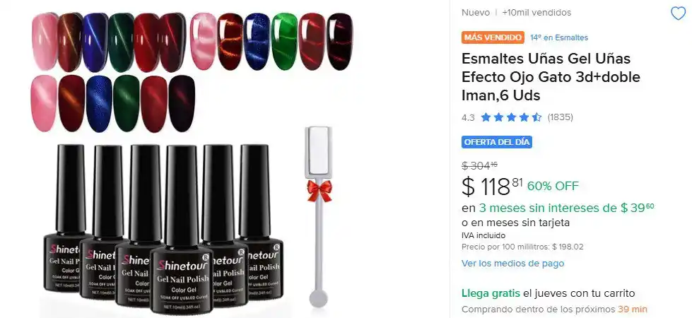 Image from Ofertones México : OFERTÓN DEL DÍA, 6 ESMALTES CON EFECTO OJO DE GATO🔥 Esmaltes Uñas Gel...