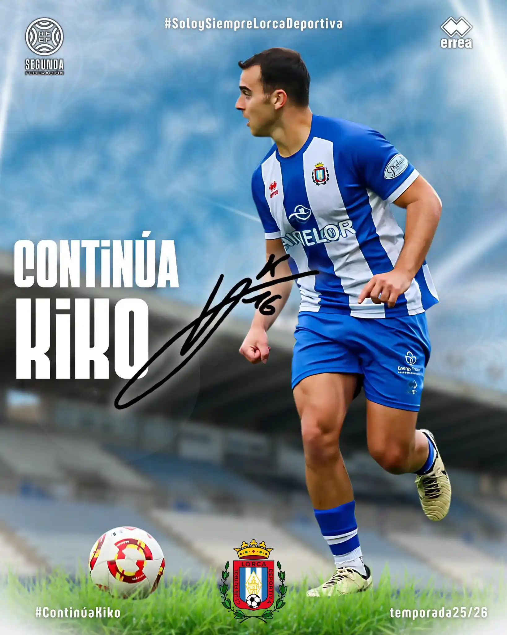 Image from Lorca Deportiva INFO: OFICIAL | ➡️ 𝙆𝙄𝙆𝙊 continuará la próxima temporada y sella el carr...