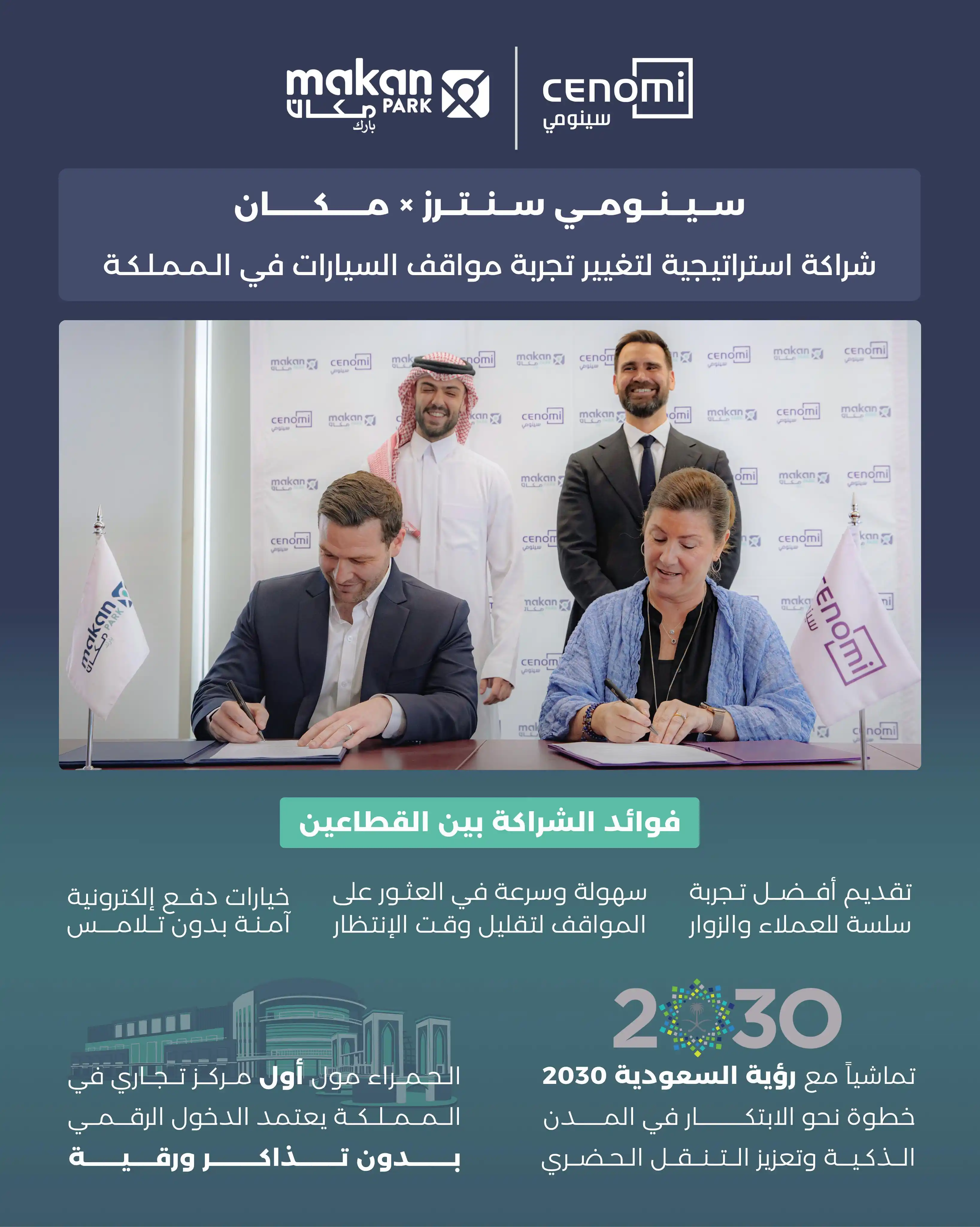 Image from Saudi Projects | مشاريع السعودية: وقّعت شركة سينومي سنترز شراكة استراتيجية مع شركة مكان باركنق لتطوير ...