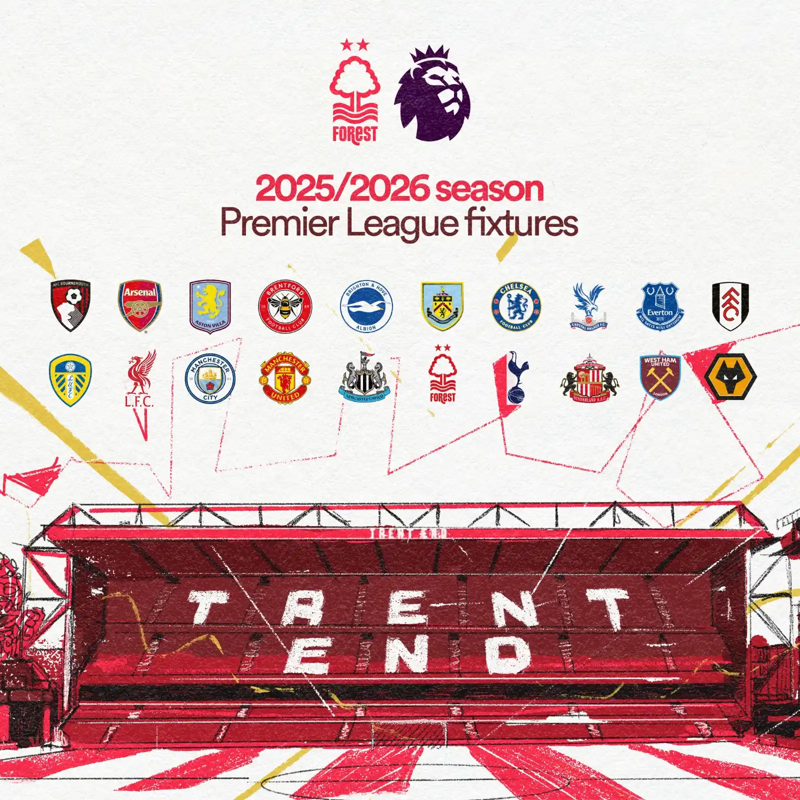 Image from Nottingham Forest: Our 2025/26 fixtures are in! 🔓 https://nffc.me/2526fixtures...