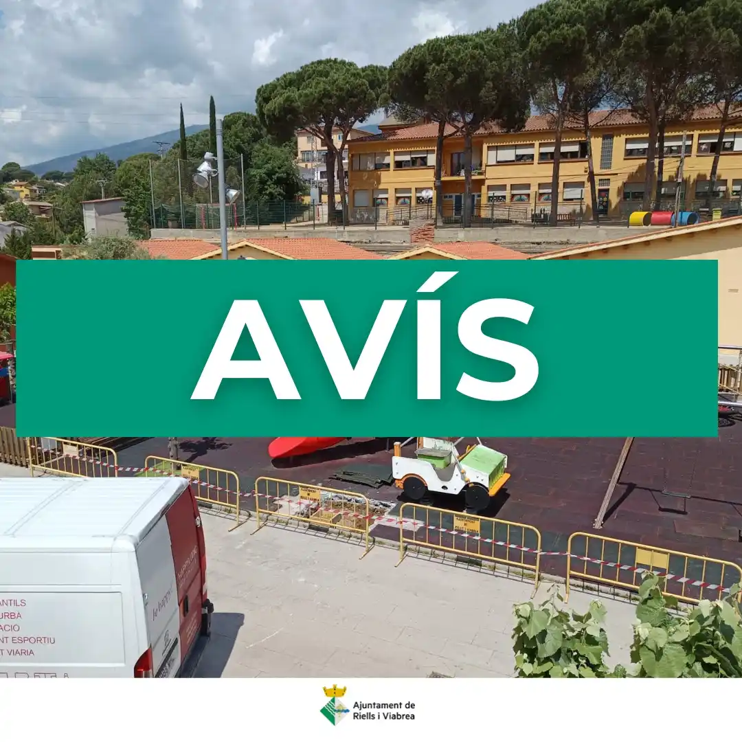 Image from Riells i Viabrea: ‼️ *PARC INFANTIL TANCAT PER OBRES* L'ajuntament informa a la ciutada...