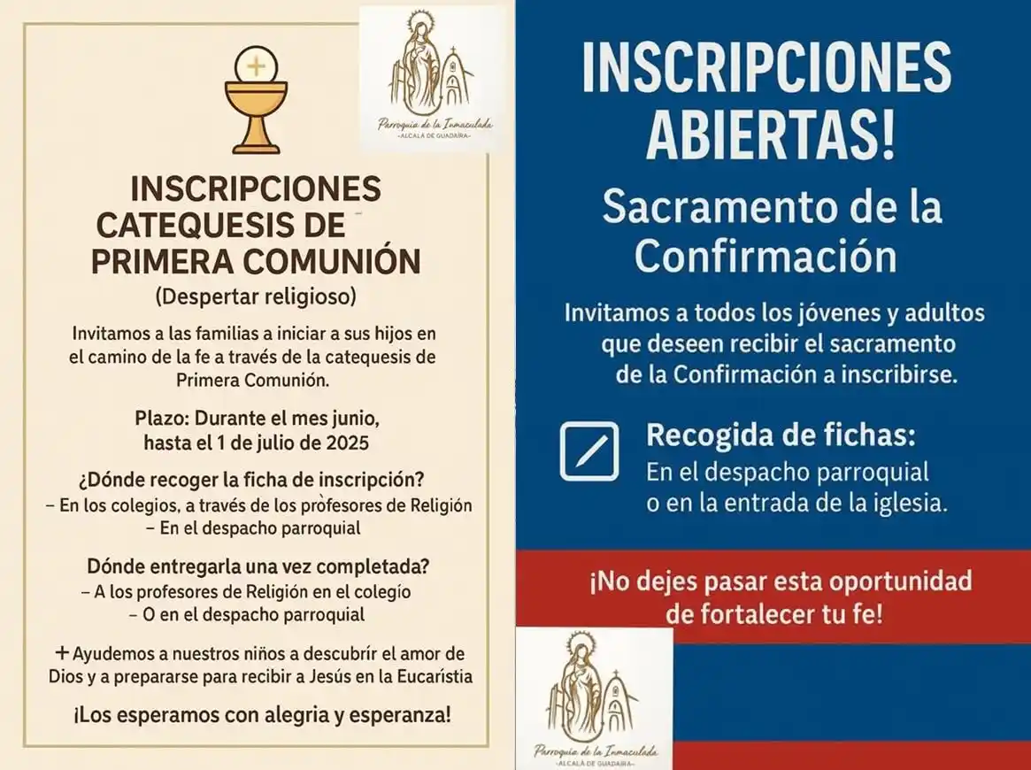 Image from Hermandad Del Perdón: PARROQUIA | Abiertas las inscripciones para catequesis de Primera Comu...