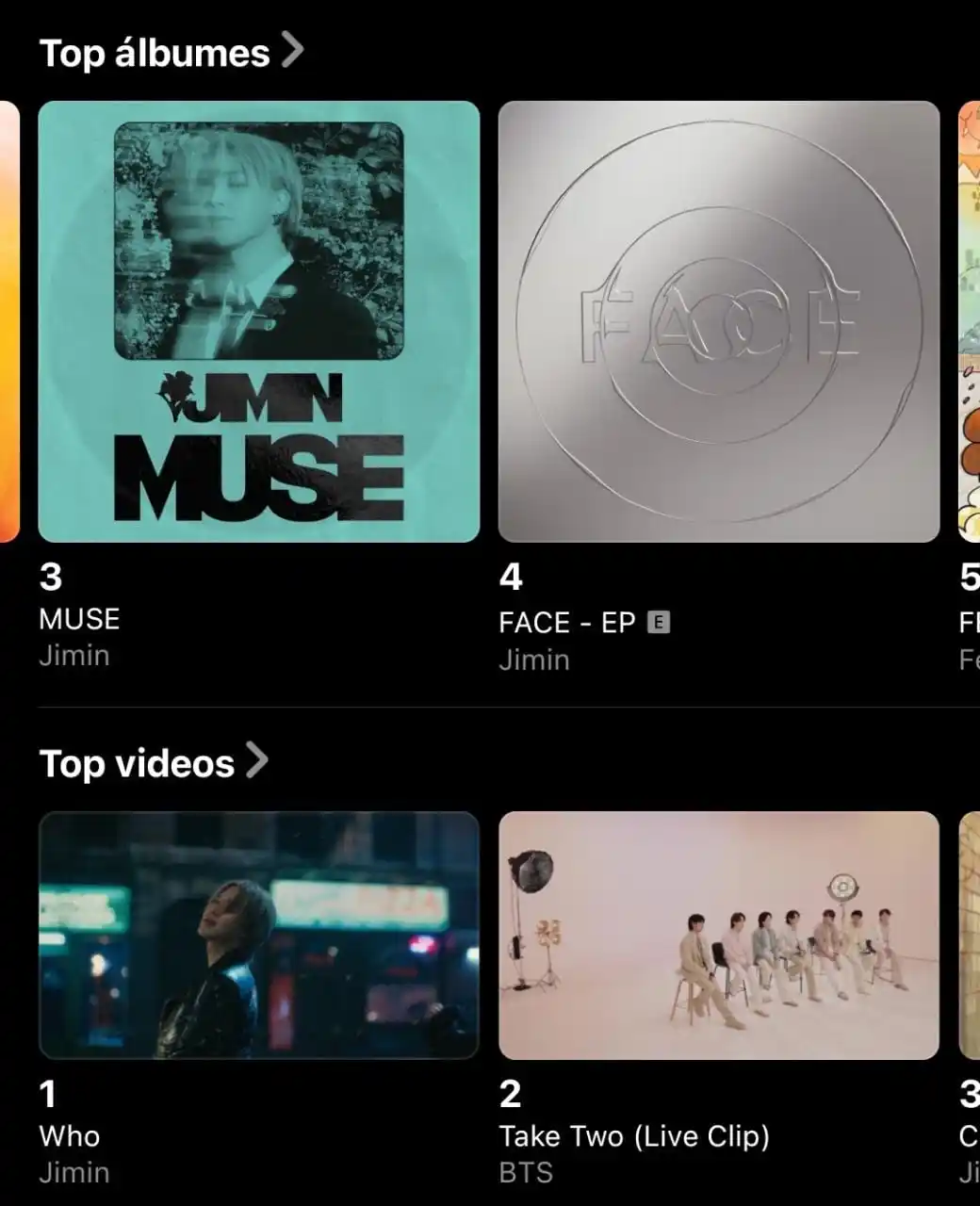 Image from • Park Jimin Universe Paraguay •: 📊 PJUCHARTS Apple Music Paraguay 🇵🇾 Top Albumes MUSE <a class=...