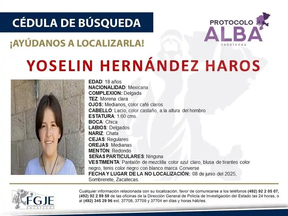 Image from Ecodiario Zacatecas: 🔴🙏🏻 Por favor, comparte y ayuda a localizar a Yoselin Hernández Har...