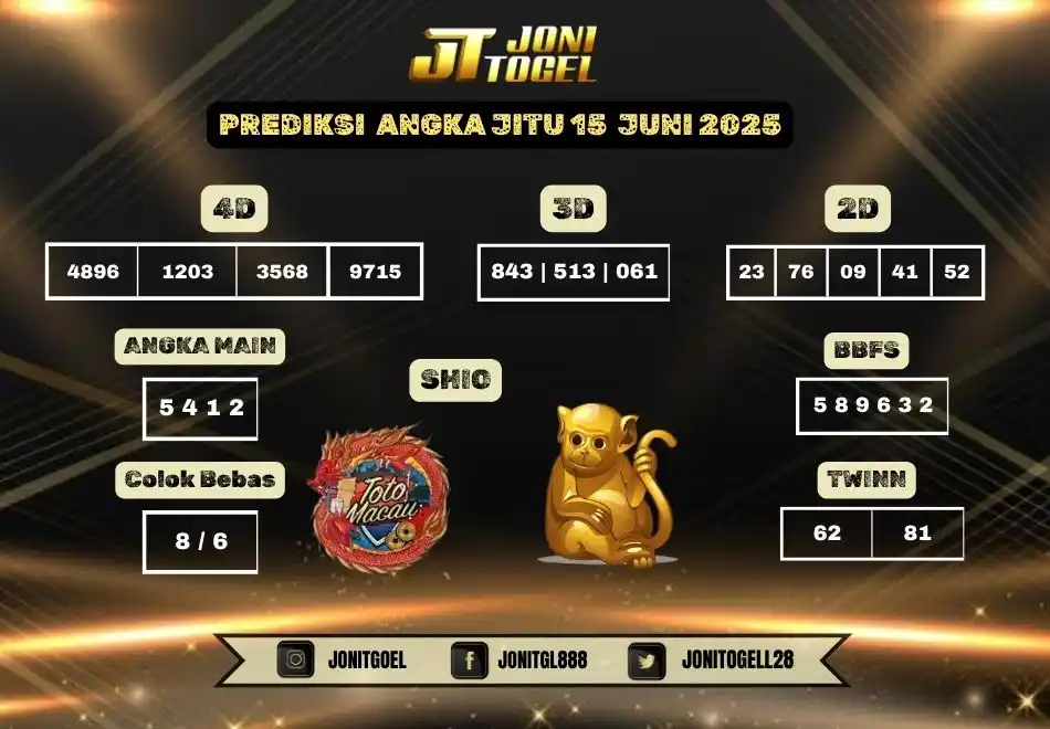 Image from JoniTogel Official: Prediksi Keberuntungan TOTOMACAU SIANG Hari Ini! 🎯 📅 Tanggal: 15 JUN...
