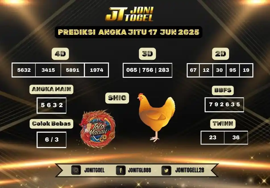 Image from JoniTogel Official: Prediksi Keberuntungan TOTOMACAU SIANG Hari Ini! 🎯 📅 Tanggal: 17 JUN...