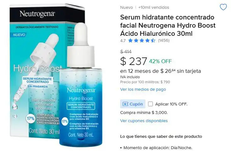 Image from Ofertones México : SERUM FACIAL DE LA LINEA HYDROBOOST DE NEUTROGENA🔥 Serum hidratante c...