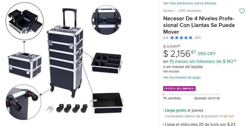 Image from Ofertones México : SI ERES MAQUILLISTA PROFESIONAL, NECESITAS ESTO🔥 Neceser De 4 Niveles...