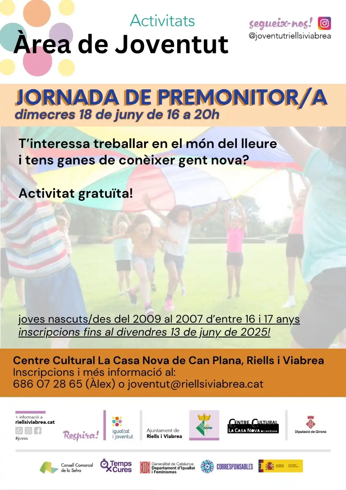 Image from Riells i Viabrea: *Tens entre 16 i 17 anys i t’agradaria treballar en el món del lleure*...