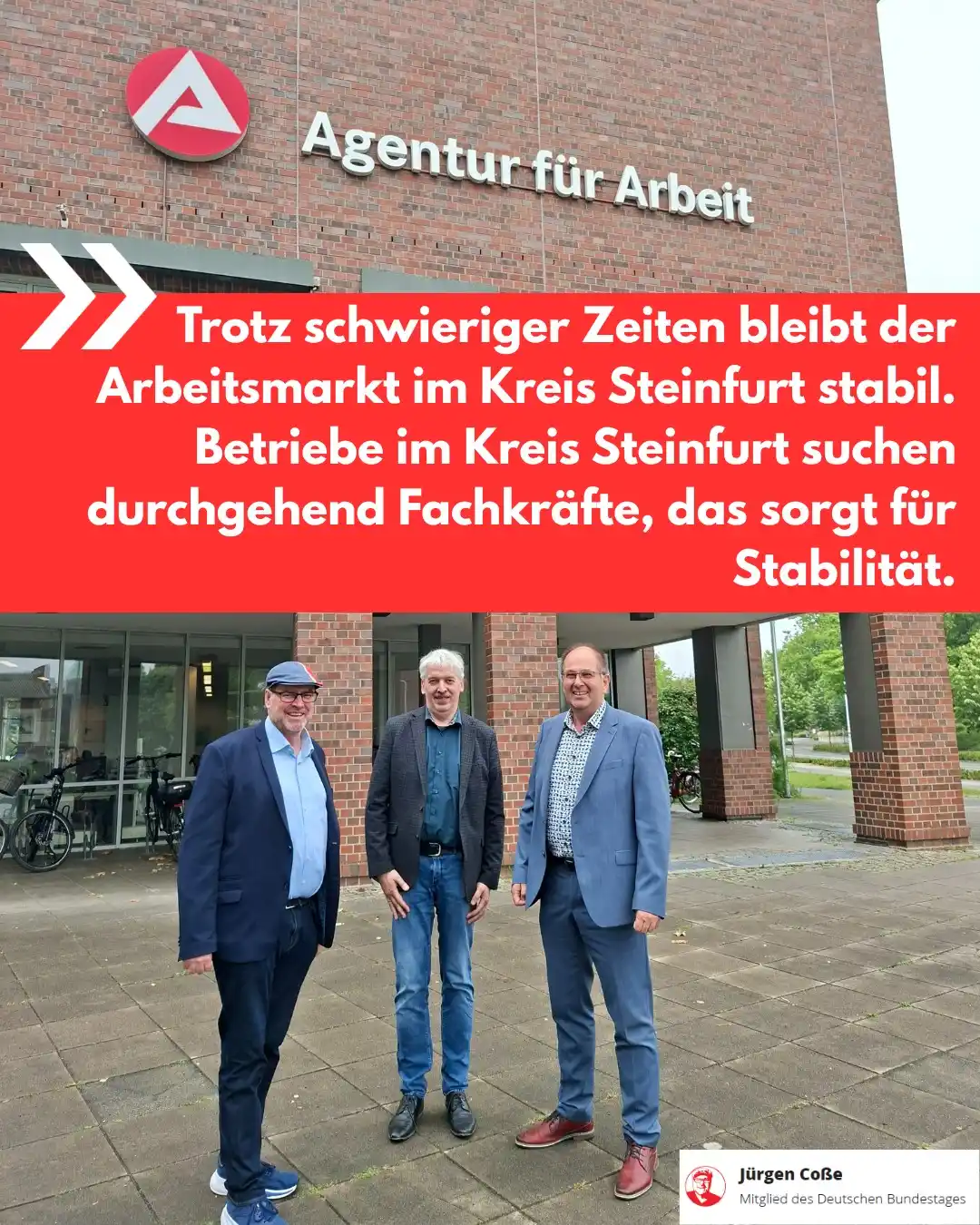 Image from Jürgen Coße - Bundestagsabgeordneter: Trotz schwieriger Zeiten bleibt der *Arbeitsmarkt im Kreis Steinfurt s...