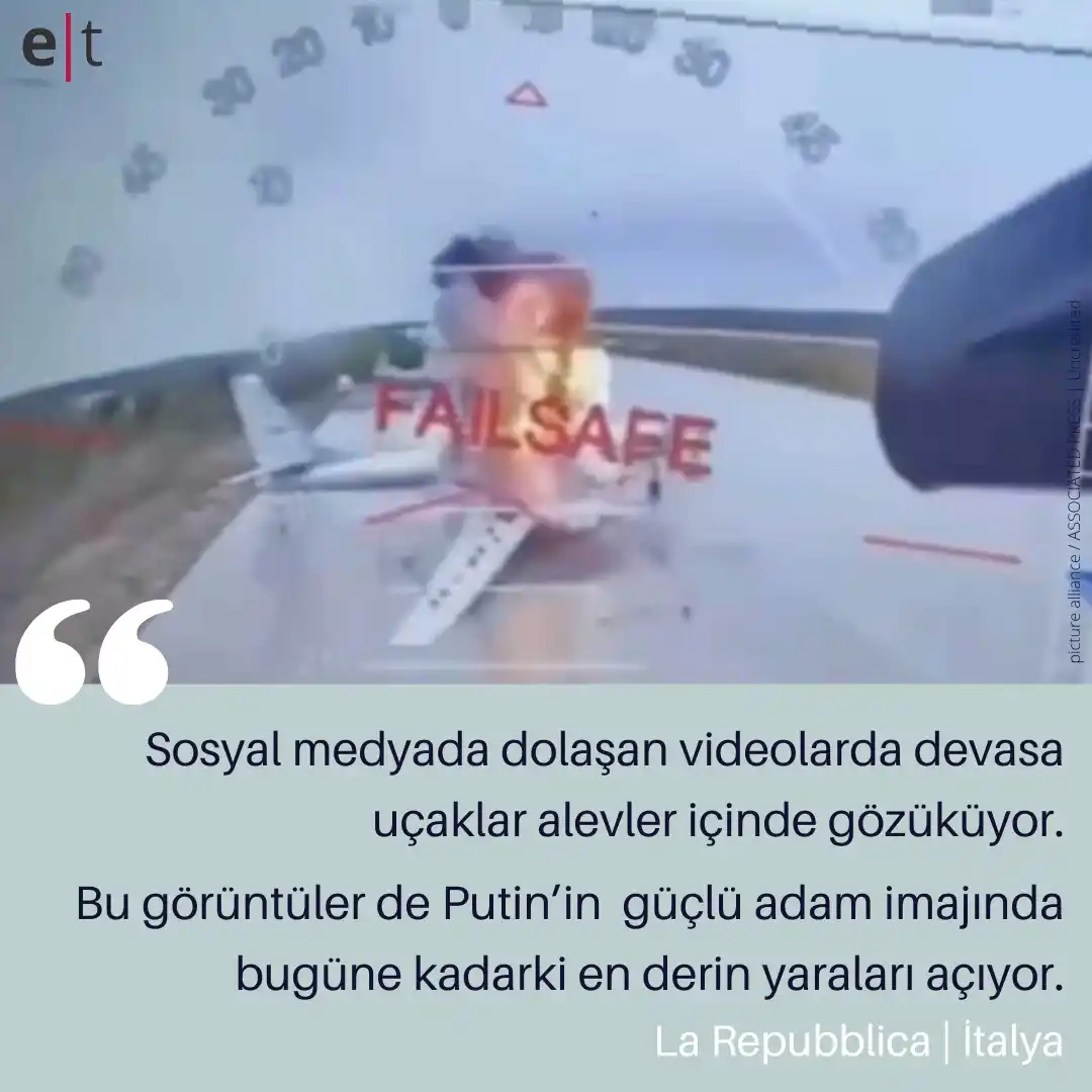 Image from eurotopics Medya Takibi: *Ukrayna’dan Rus üslerine sürpriz drone saldırısı* Ukrayna istihbaratı...