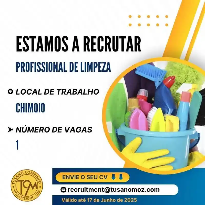 Image from News Online Moz Condutores Lda: VAGA - Profissional de Limpeza Empresa: Tusano Mozambique Lda Local: ...