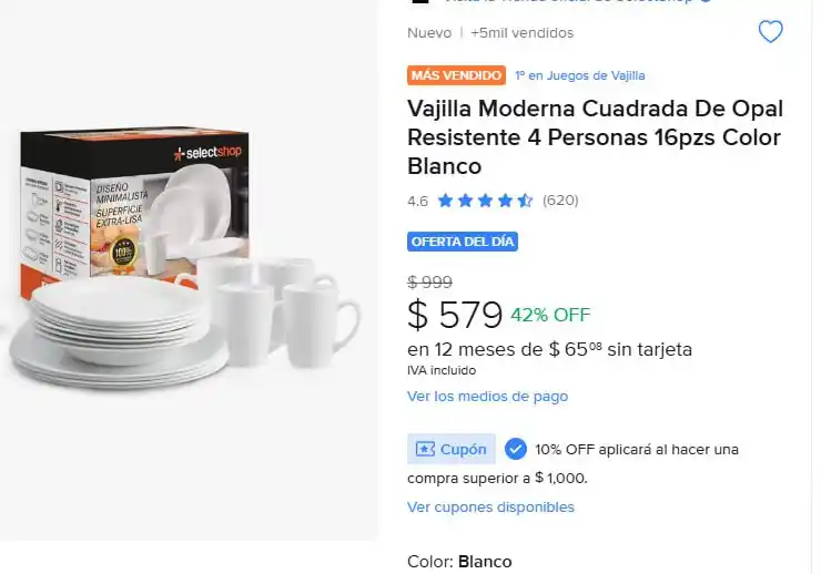 Image from Ofertones México : ¡VAJILLA MODERNA CUADRADA PARA 4 PERSONAS! 🍽✨ MercadoLibre: Vajilla M...