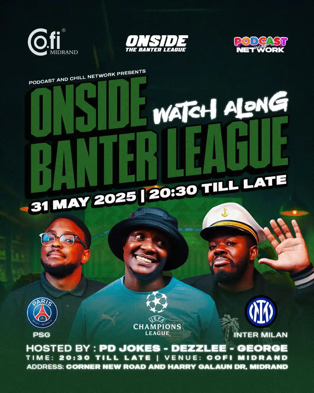 Image from Podcast and Chill Network : We are live for the Uefa Champions League finals streaming at cofi mi...