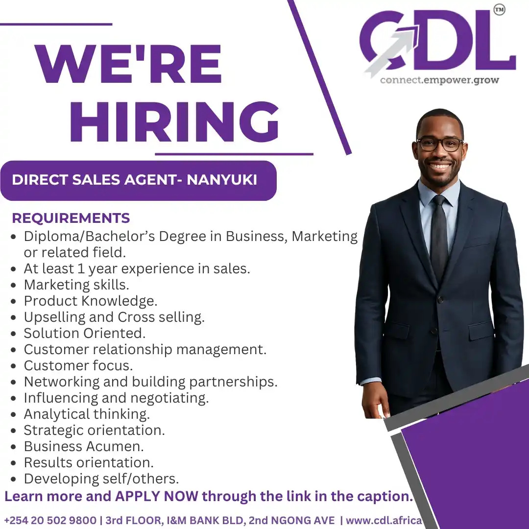 Image from Career Directions Limited: We're Hiring: DIRECT SALES AGENT- Nanyuki  Are you passionate about sa...